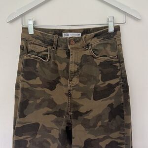 Zara camo straight leg jeans